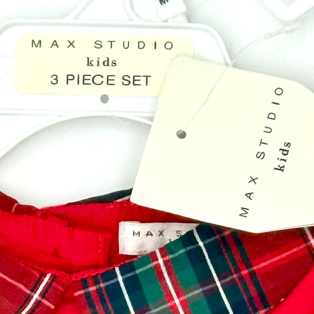 Max Studio Kids 3-Pc Red Velvety Holiday Dress/Tights/Headband Outfit NWT - Picture 4 of 9